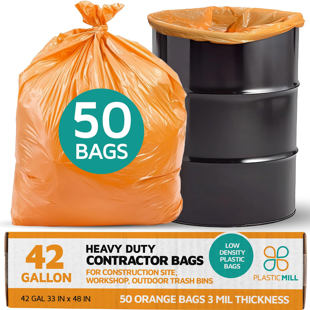 42-Gallon Heavy Duty Orange Contractor Bags 50-Count C858