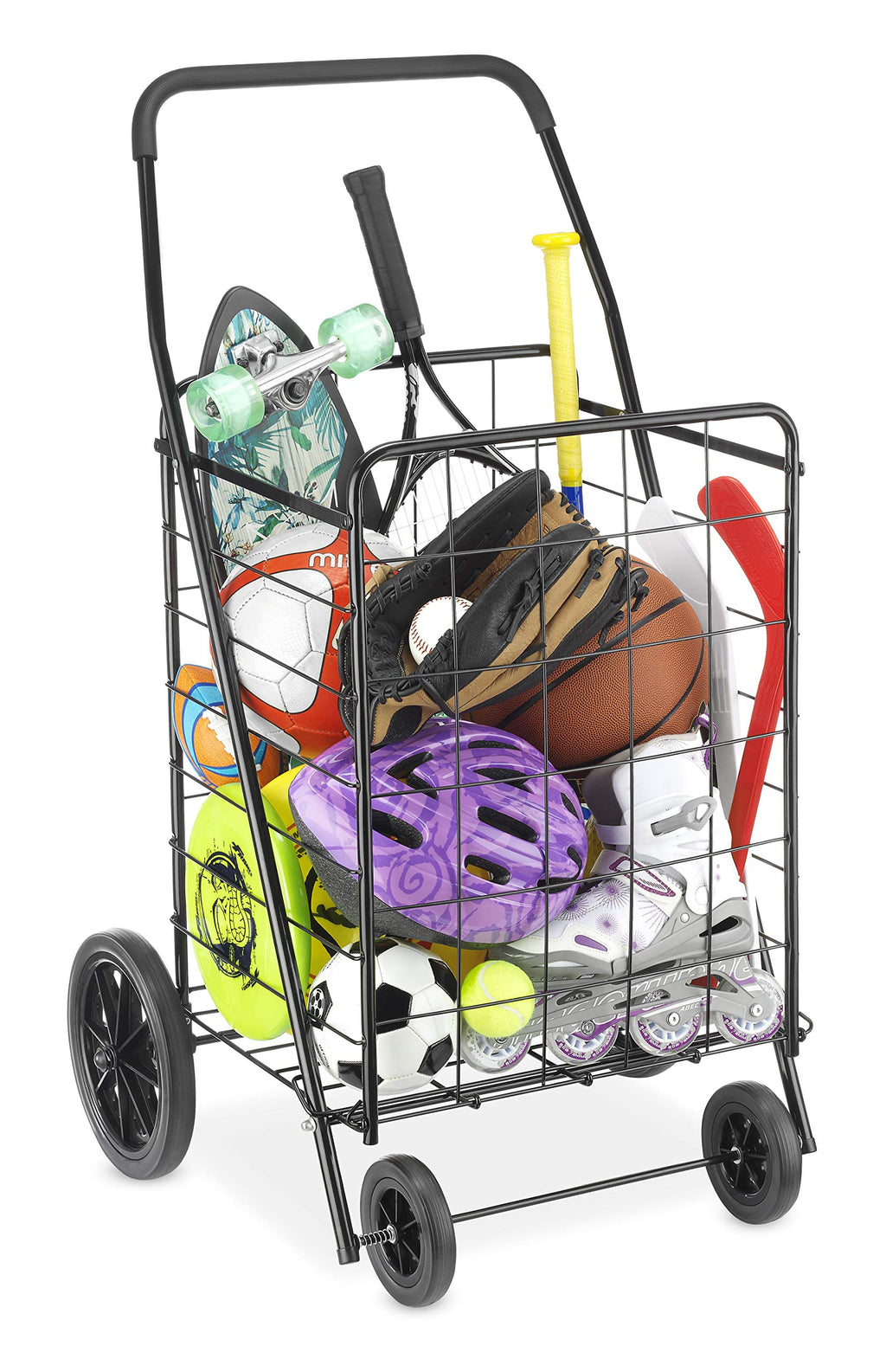 Extra Large Foldable Shopping Cart with Wheels, 100 Lb Capacity, Steel Frame, Black H110505
