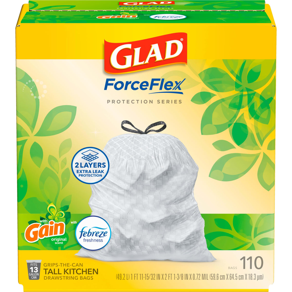 13 Gal Tall Trash Bags, 110 Ct I356