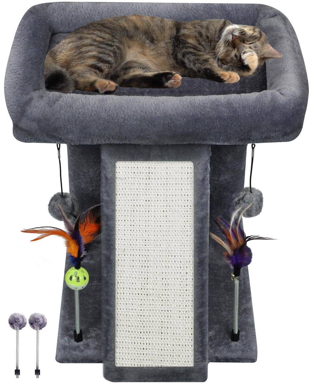 Grey Cat Tree Tower with Scratching Post S99236