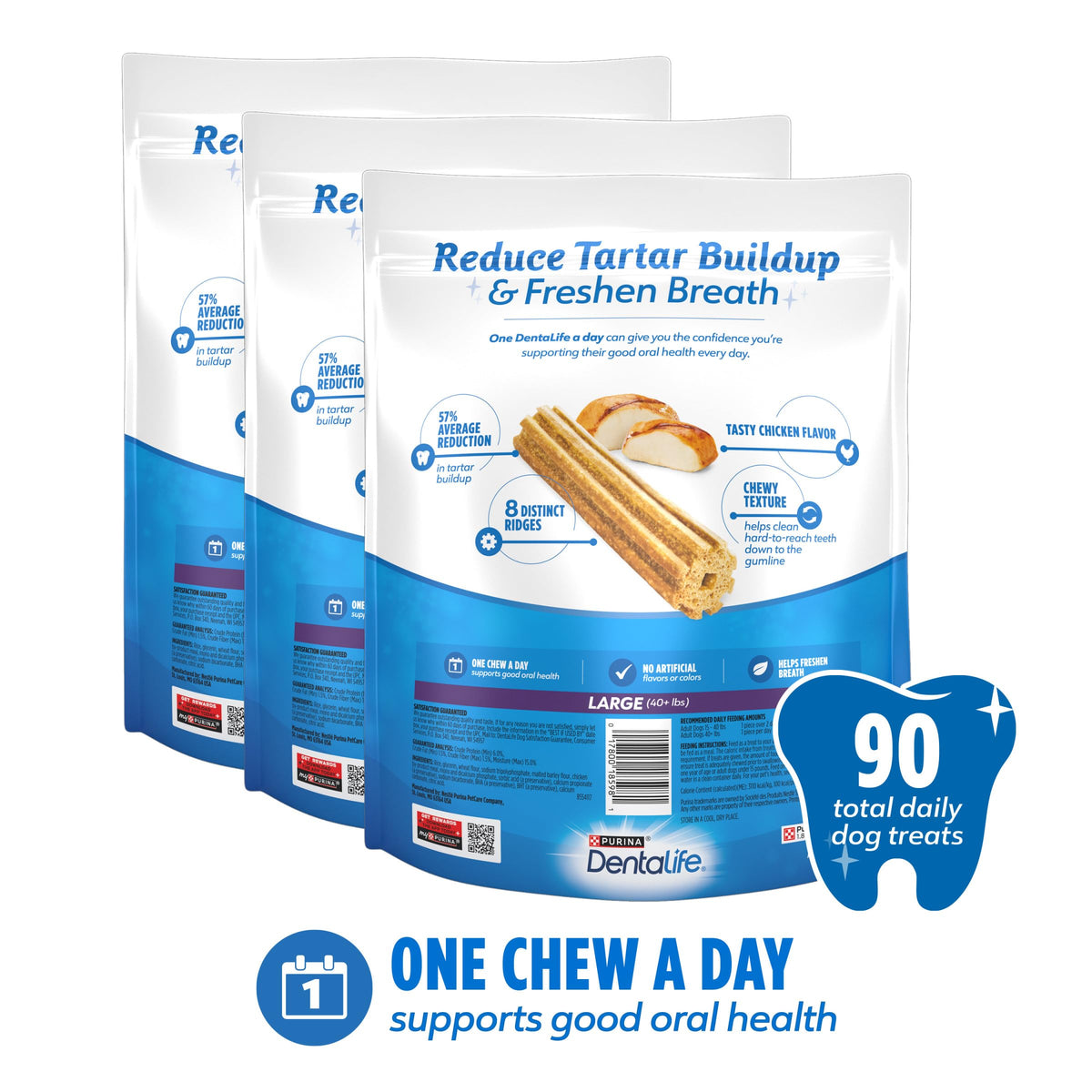 Daily Oral Care Dental Chews for Large Dogs 90 ct S82827