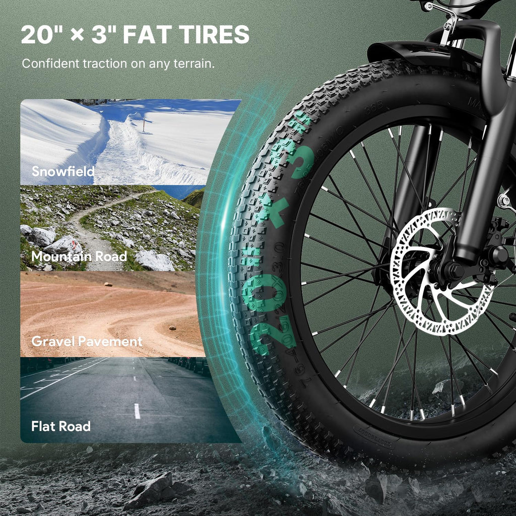 Folding Electric Bike 20" Fat Tire K98369
