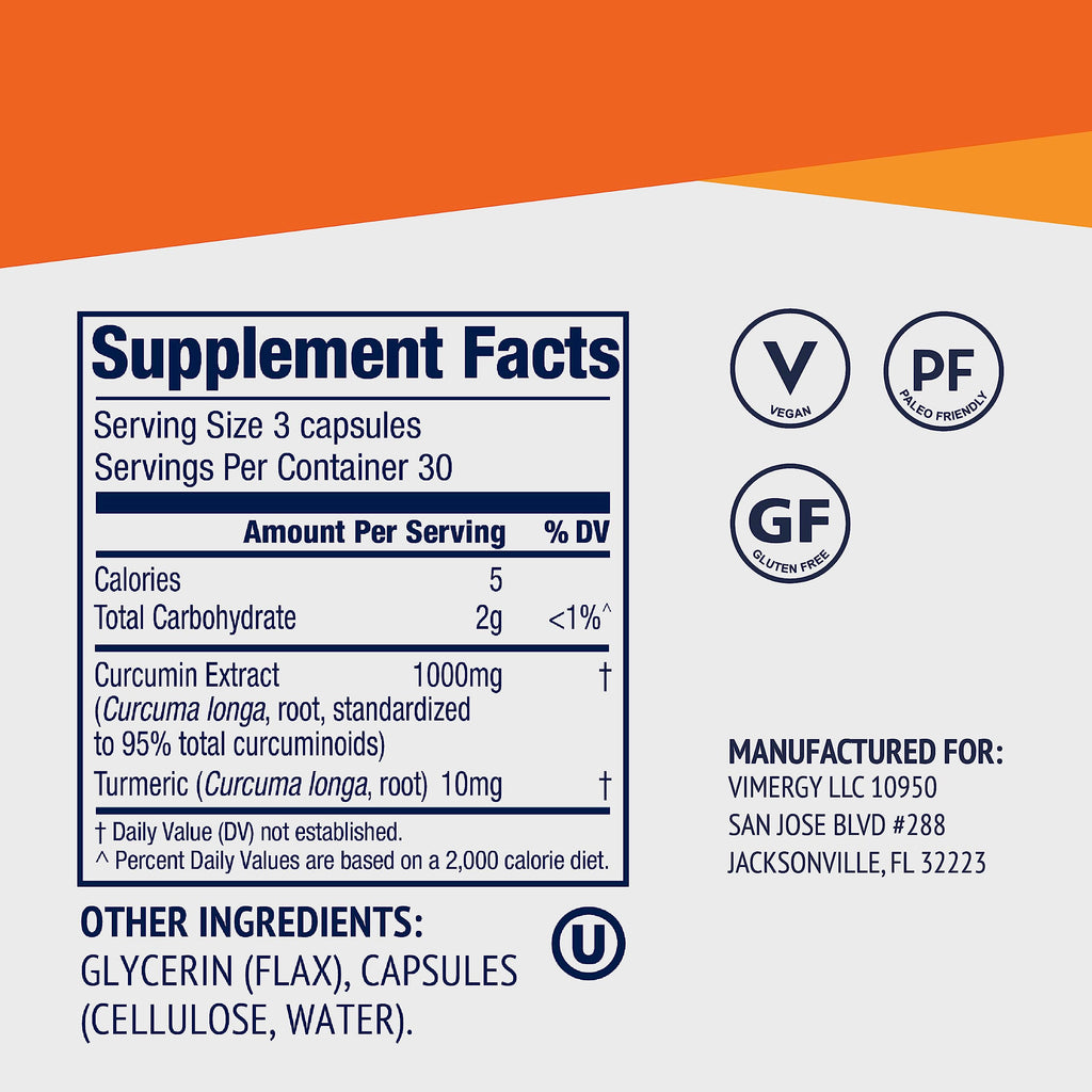 Turmeric Curcumin 1000mg Vegan Capsules R3254