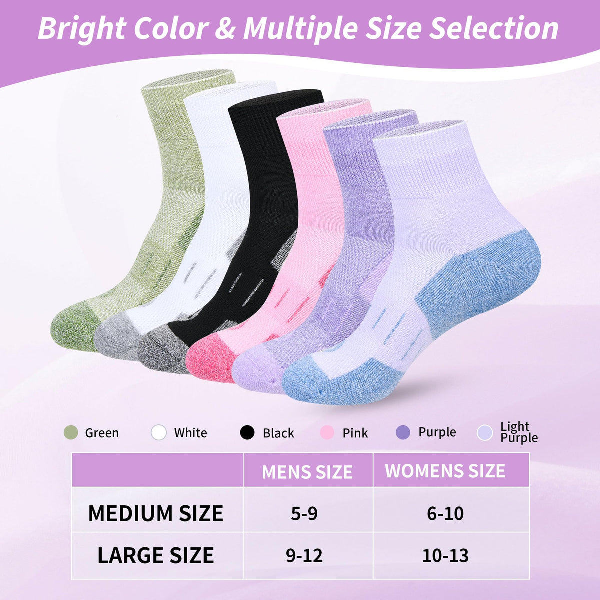 6 Pairs Wide Bamboo Viscose Non Binding Socks X6248