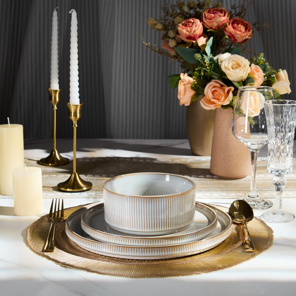 12-Piece Stoneware Plates and Bowls Set L391826