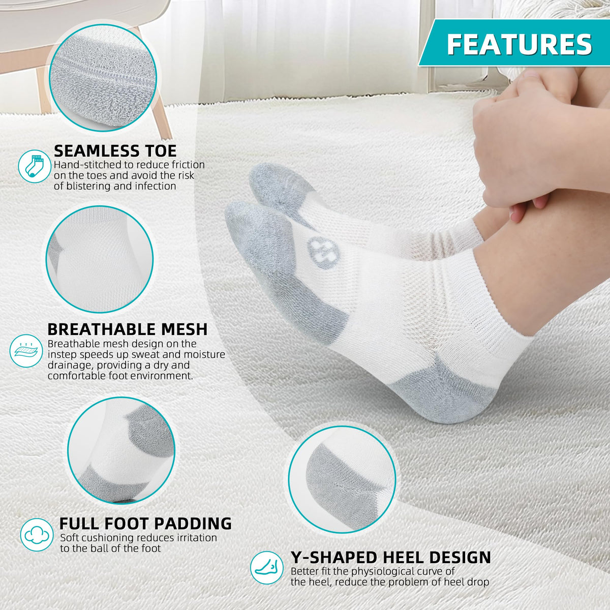 Diabetic Socks for Men, 10 Pairs Ankle & Low Cut Size 9-15 C8187