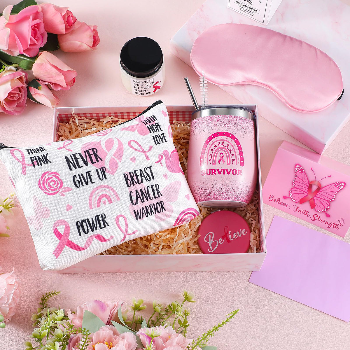 8 Pcs Breast Cancer Basket U16368