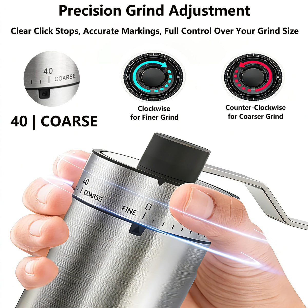 Manual Coffee Bean Grinder with Ceramic Conical Burr N958