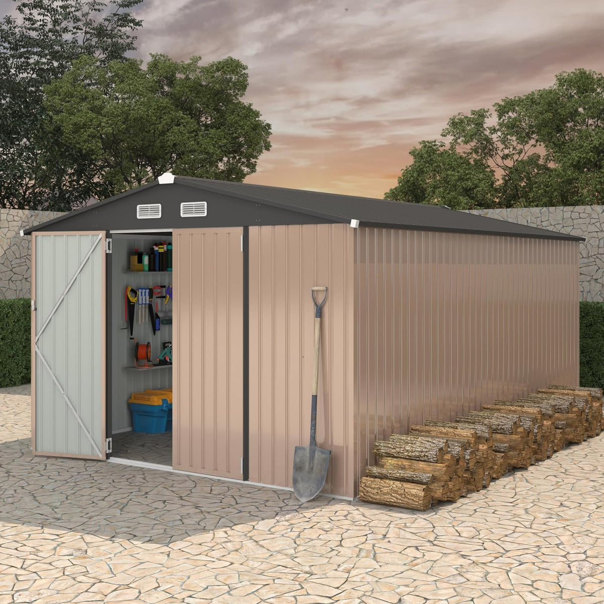 10X14 Ft Galvanized Steel Metal Storage Shed U704