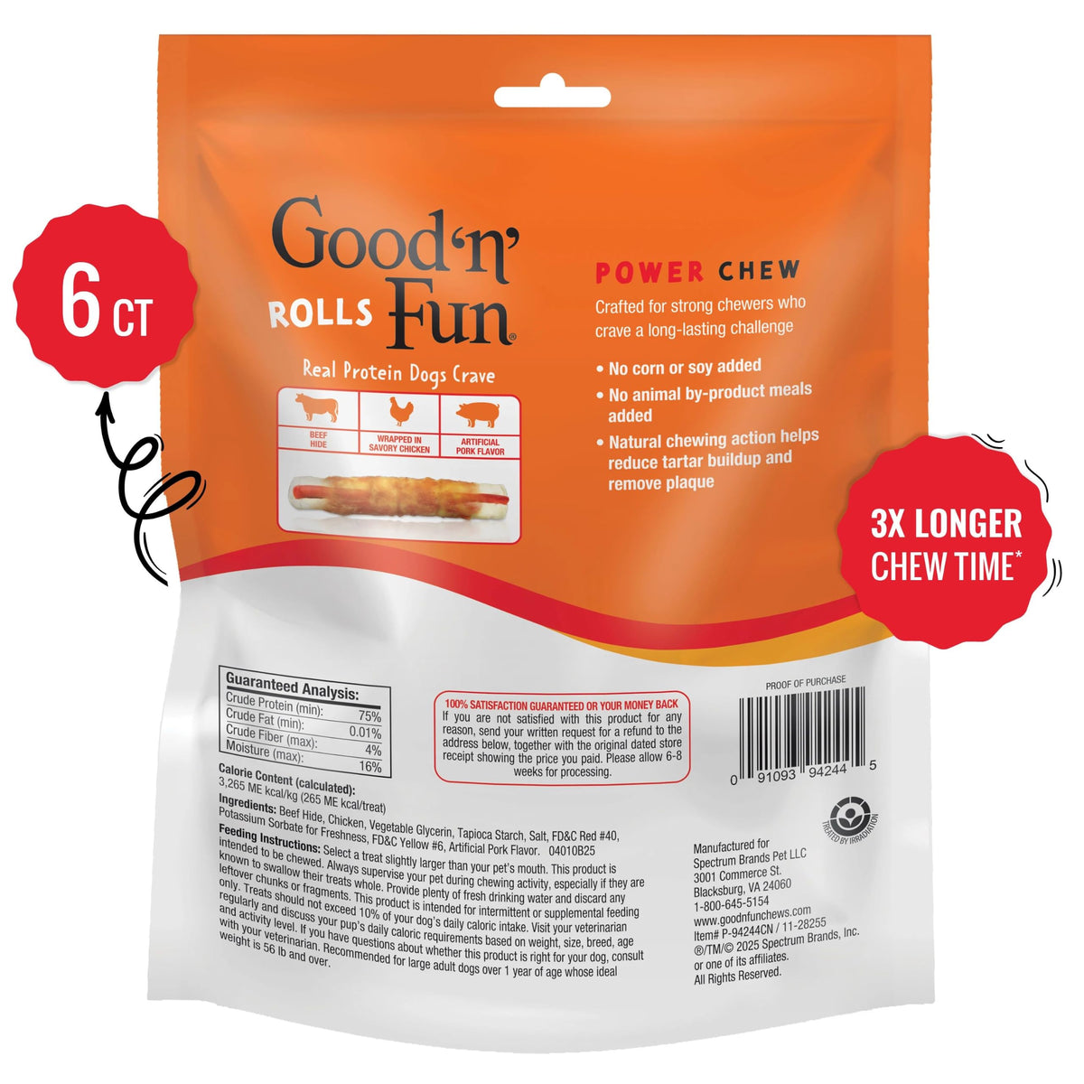 Long-Lasting Dog Treat for Large Dogs, 6 Count E313