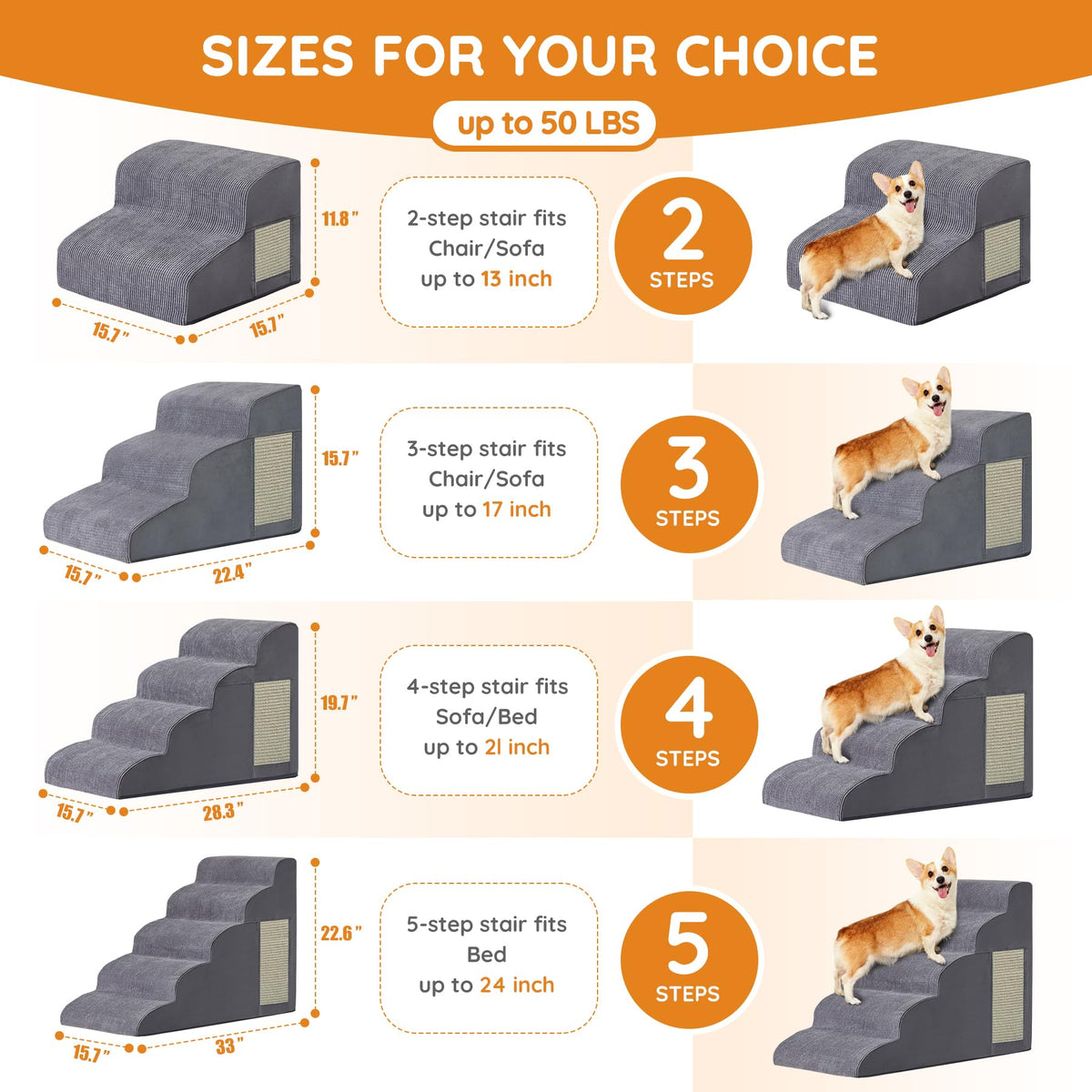 Dog Stairs 2-Step Grey Y270