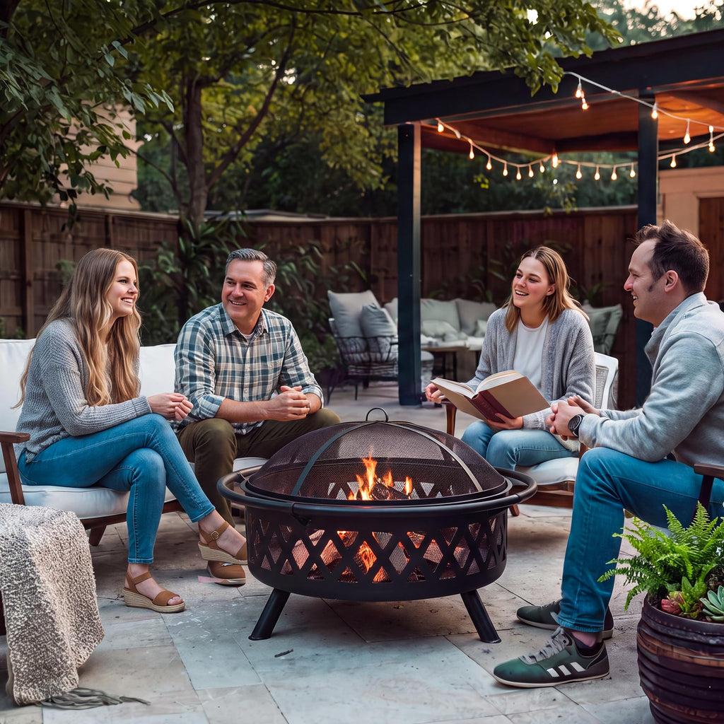 42” Wood Burning Patio Fire Pit with Spark Screen X370602