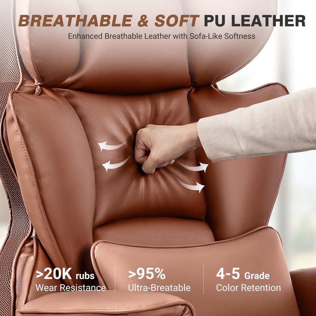 Big and Tall Leather Office Chair with Footrest Q914