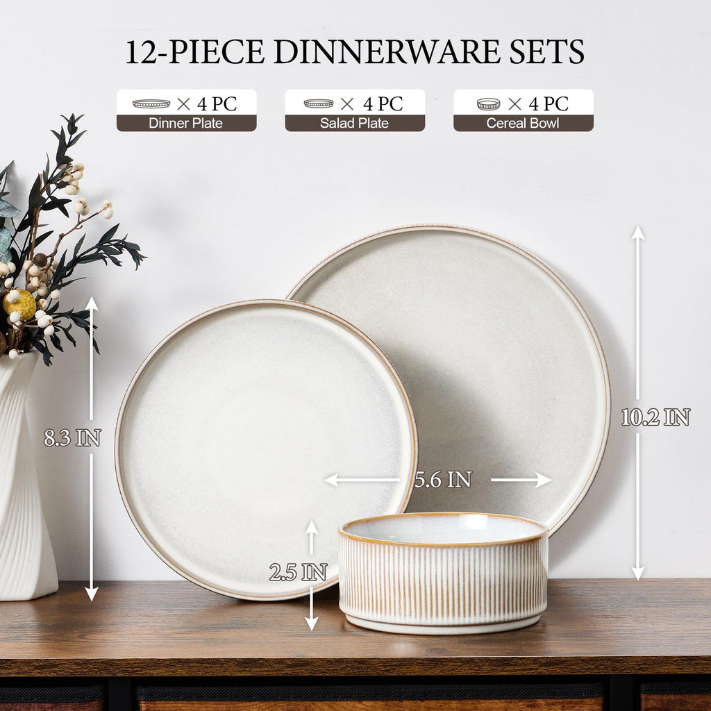 12-Piece Stoneware Plates and Bowls Set L391826
