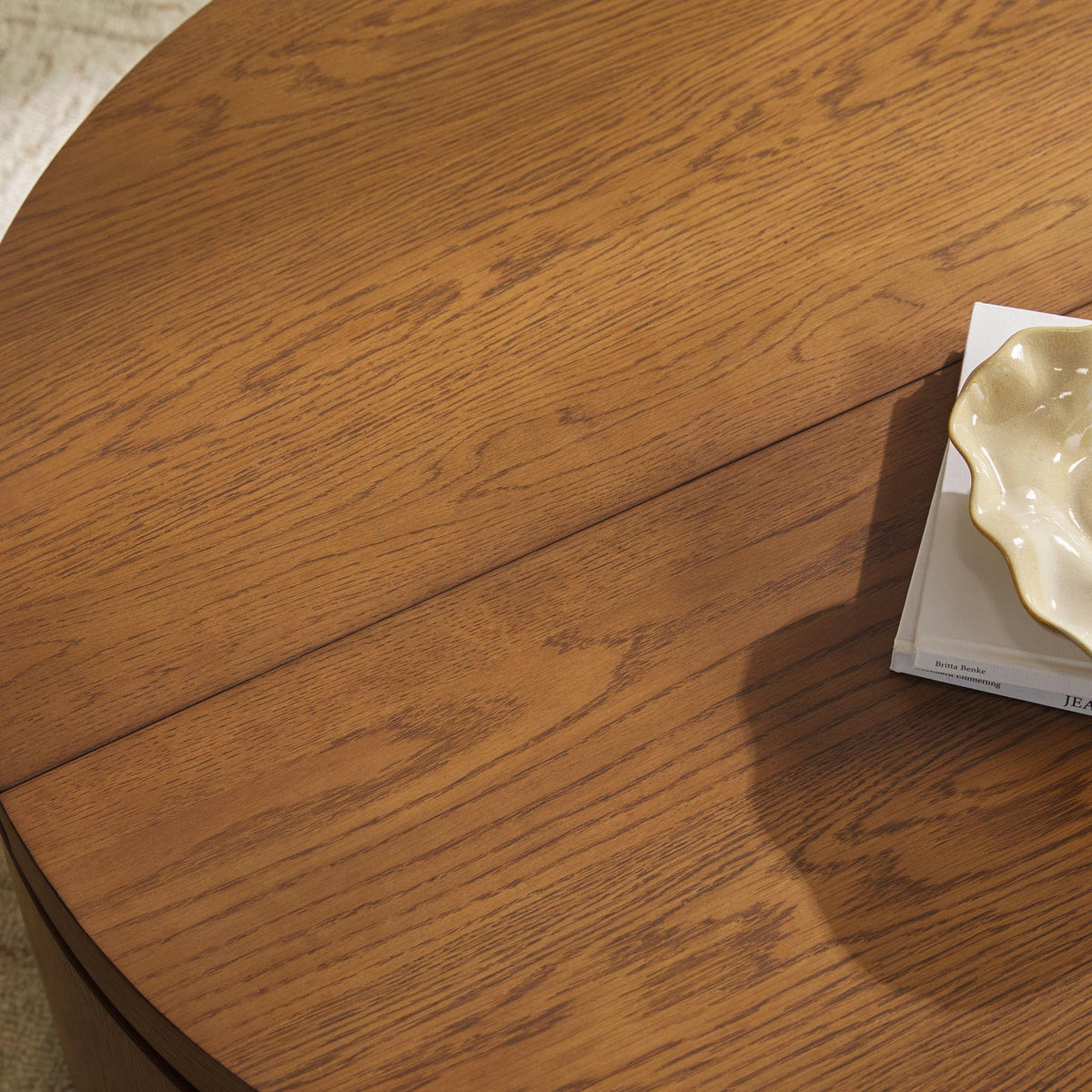 Solid Oak Wood Veneer Coffee Table with Storage, 36 Inch, Medium Brown Oak R399267