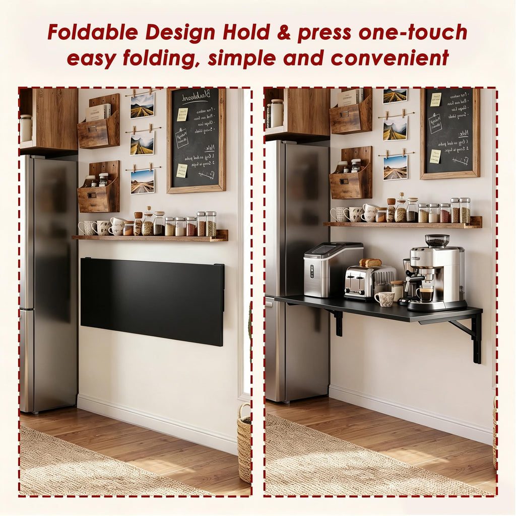 Wall Mounted Folding Table 30x20IN Black V5635