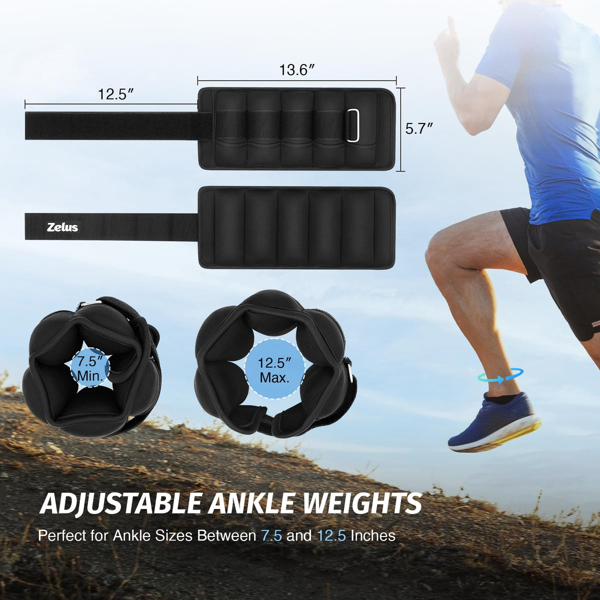 Adjustable Ankle Weights Set with Removable Sandbags H1705