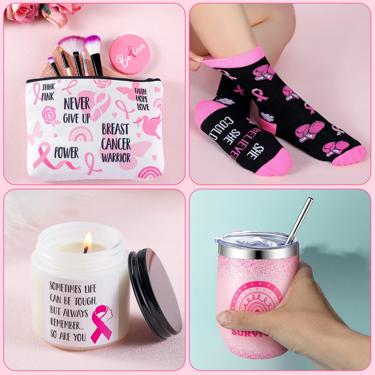 8 Pcs Breast Cancer Basket U16368