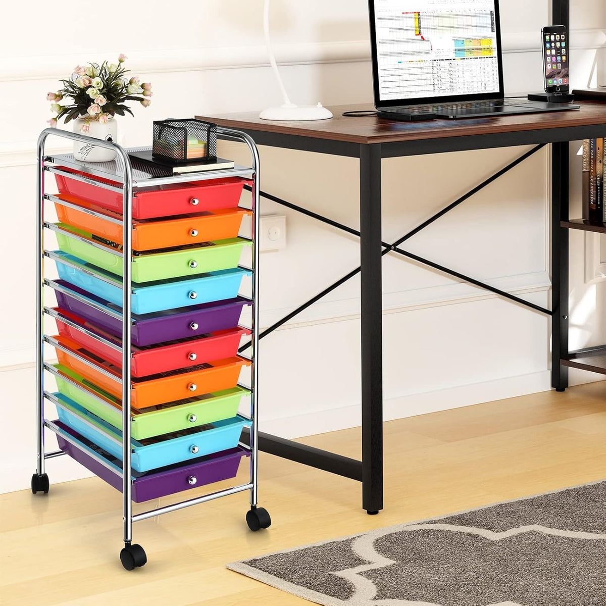 10 Drawer Rolling Storage Cart with Wheels V460