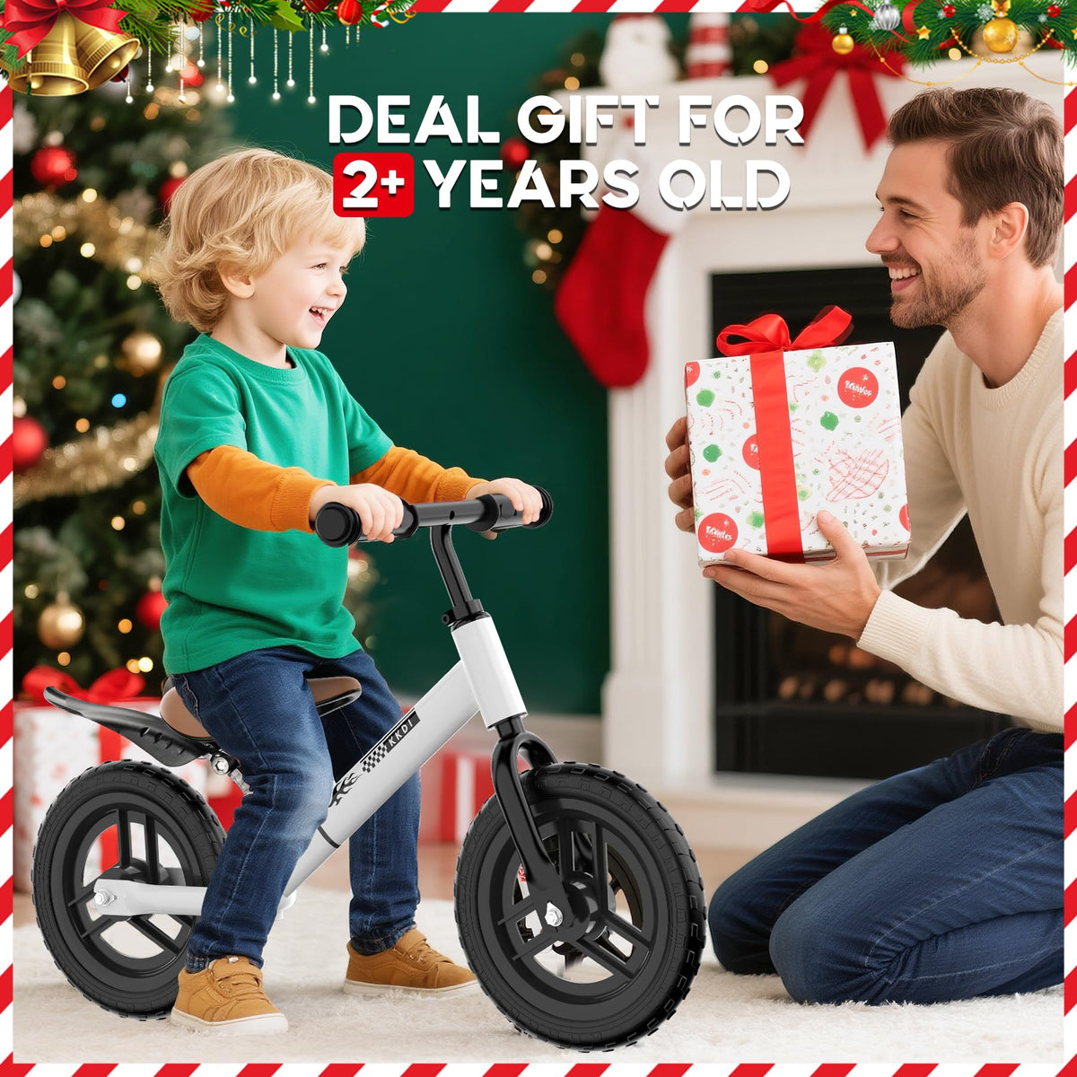 Adjustable Toddler Balance Bike with Fender and LED Tires A386176