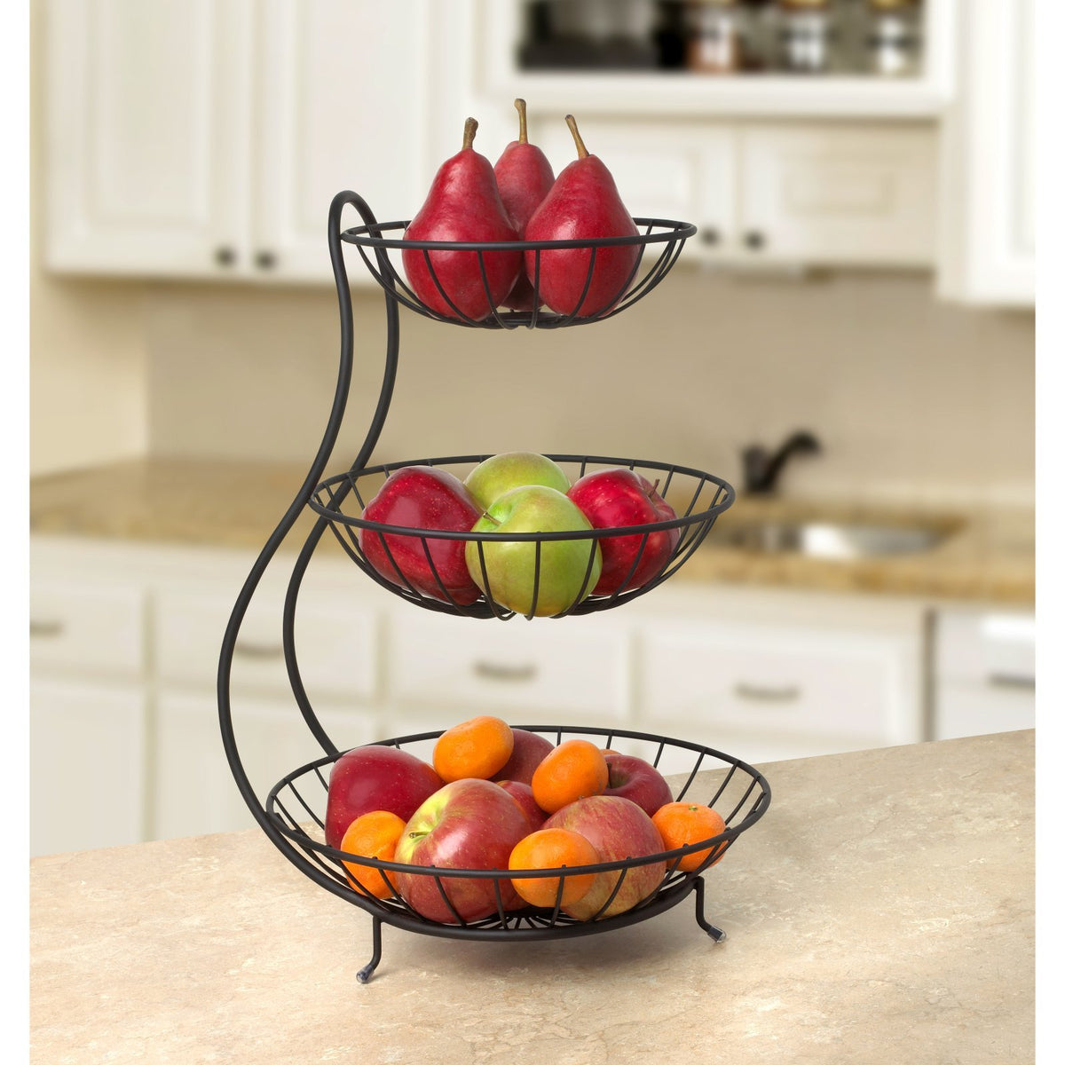 3 Tier Steel Fruit Basket Kitchen Organizer E635155