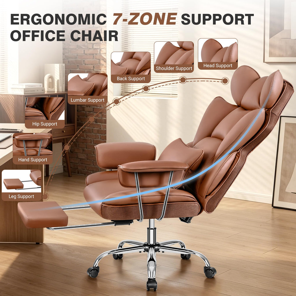 Big and Tall Leather Office Chair with Footrest Q914