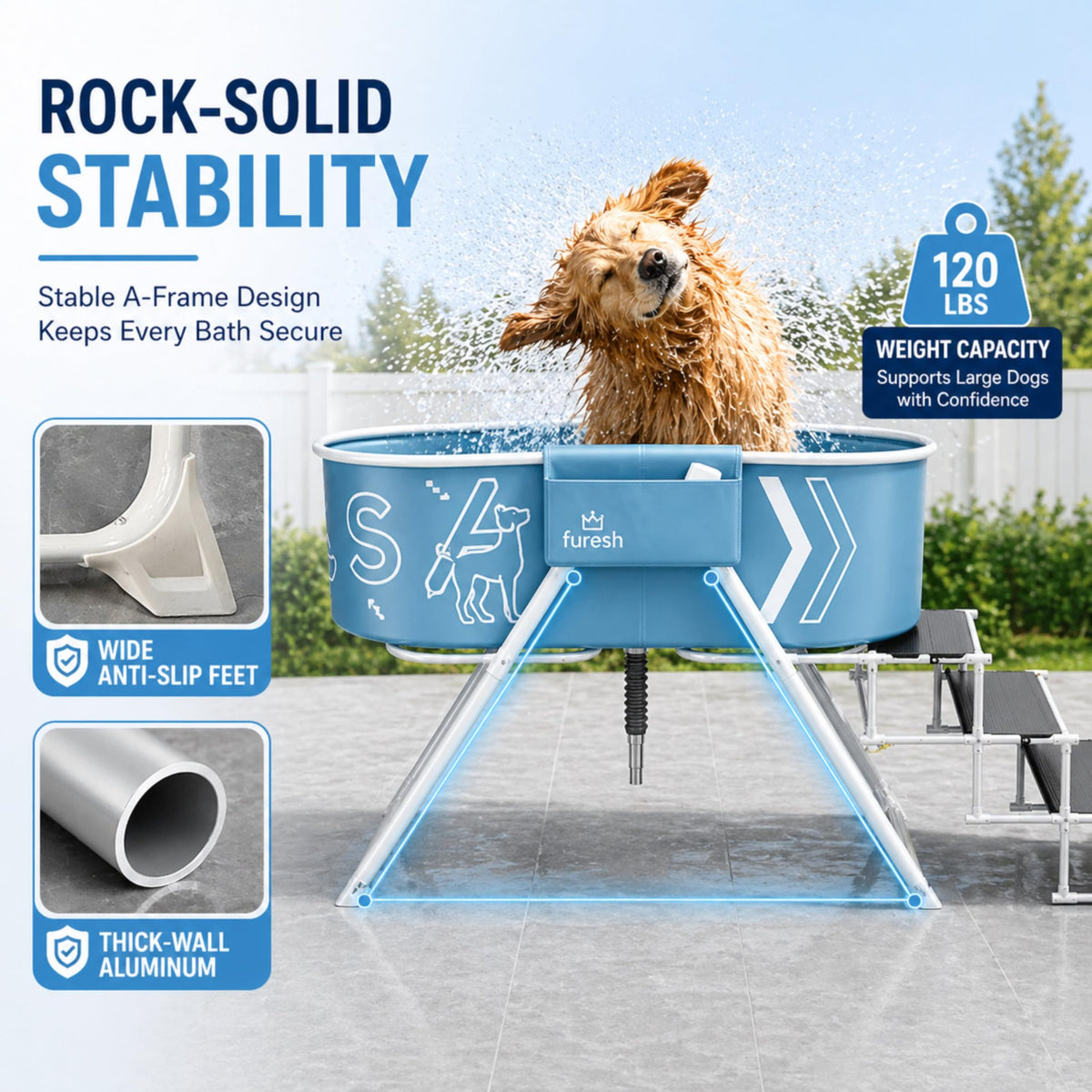 Foldable Dog Washing Station with Stairs E2305