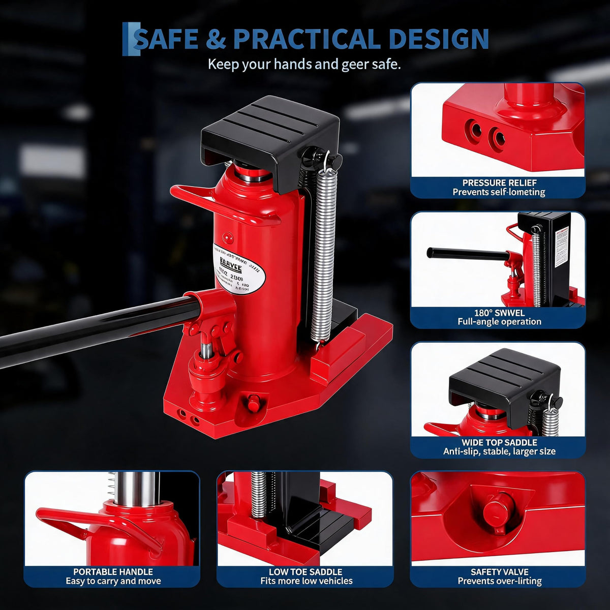 2.5 Ton Toe 5 Ton Top Air Hydraulic Floor Jack H4098