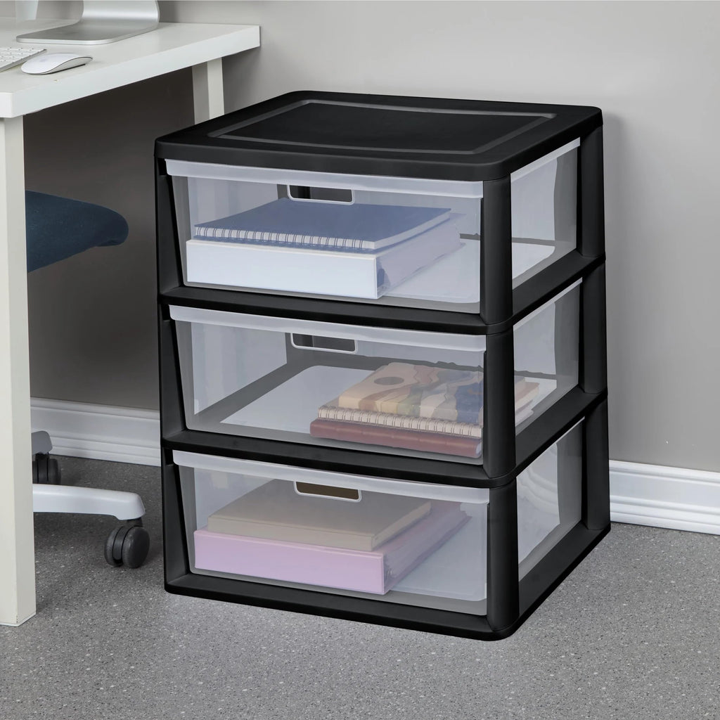 Black 3 Drawer Plastic Storage Cart W62745