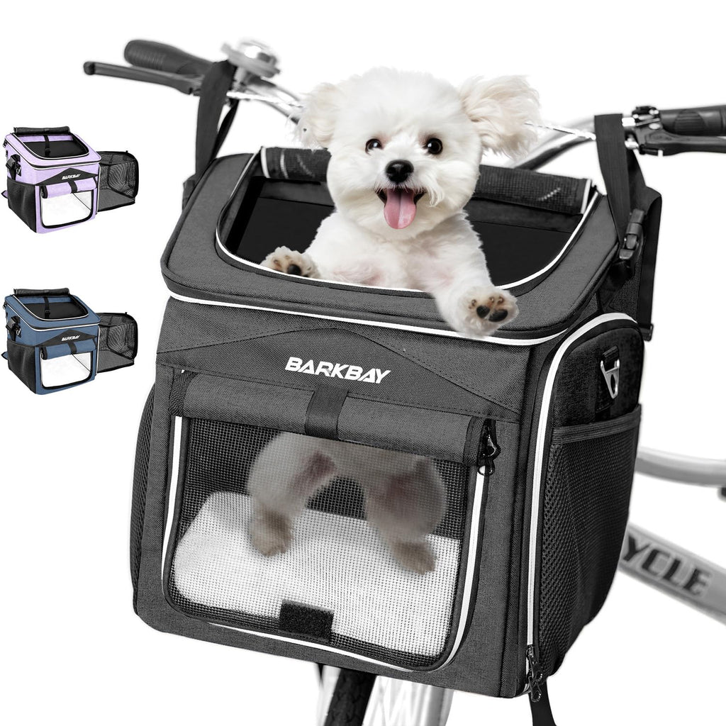 Foldable Soft-Sided Dog Bike Basket Carrier with 2 Open Doors O4818