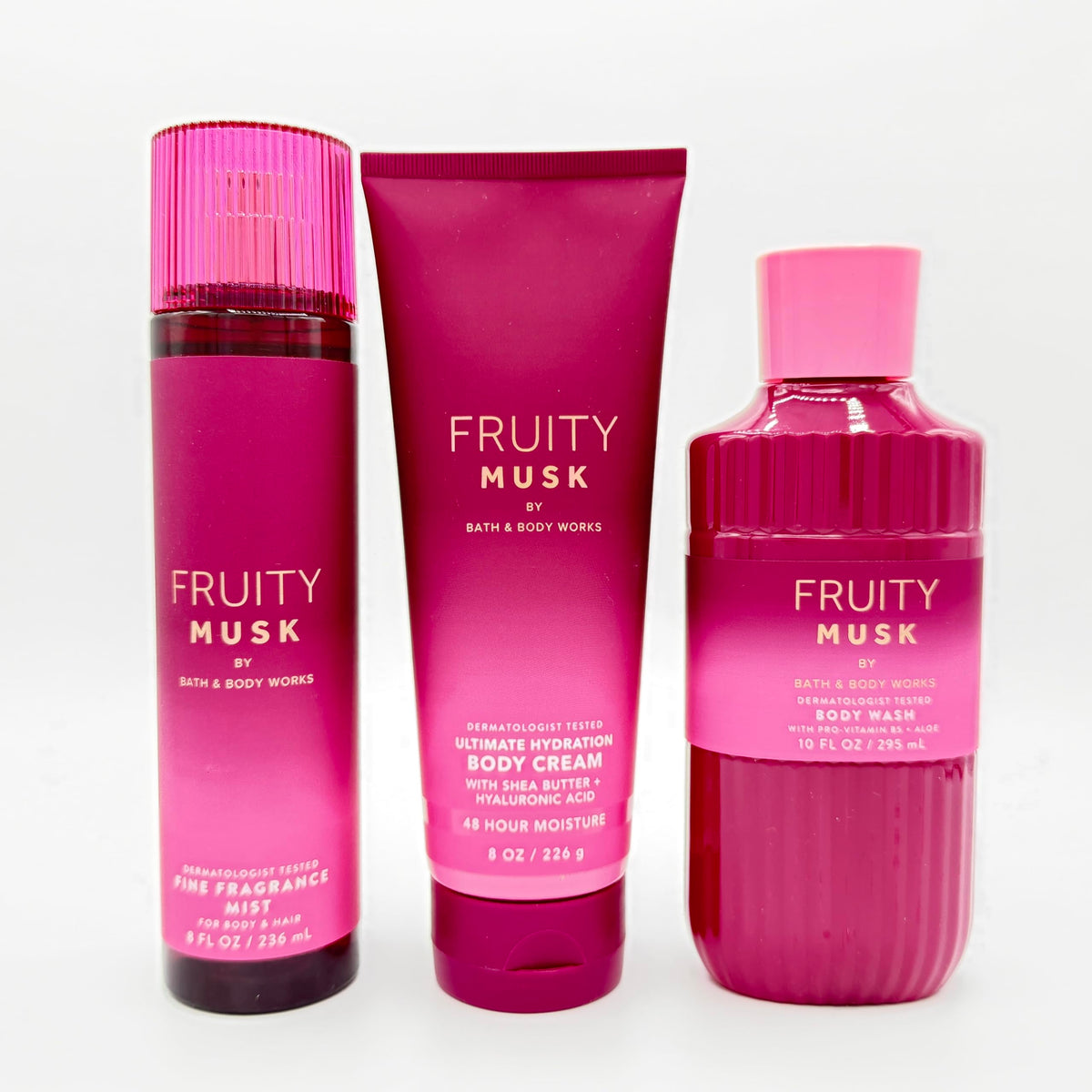 Fruity Musk 3-Piece Fine Fragrance Mist Body Cream and Body Wash Set N2995