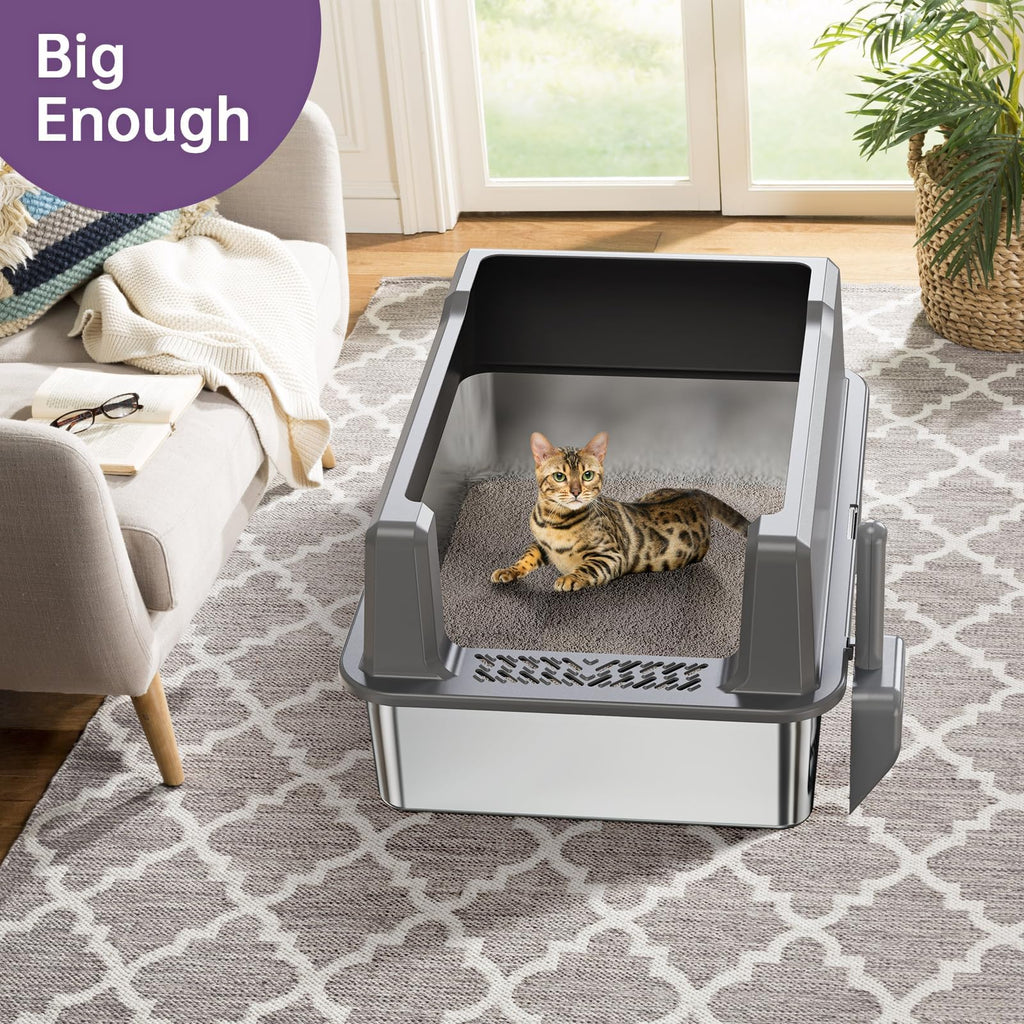 Stainless Steel Litter Box with Lid W5221