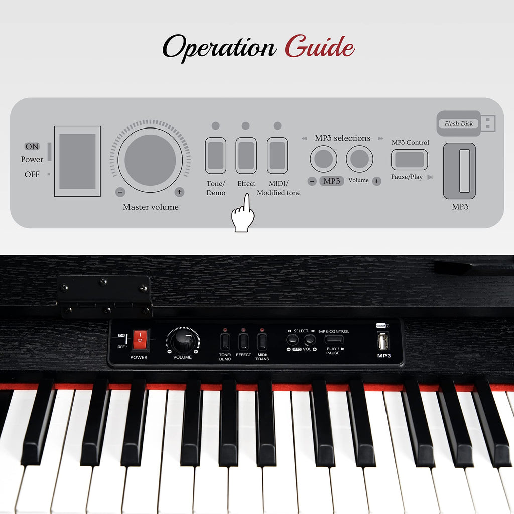 88 Keys Weighted Hammer Action Digital Piano with Stand, Pedals and Black I637