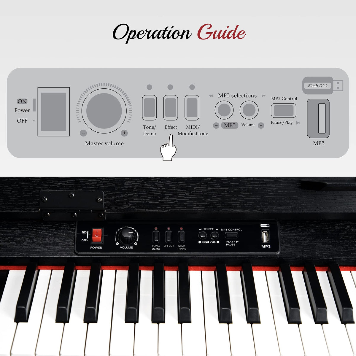 88 Keys Weighted Hammer Action Digital Piano with Stand, Pedals and Black I637