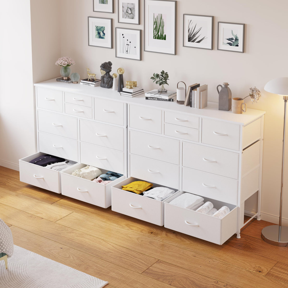 White 10 Drawer Fabric Dresser Y927034