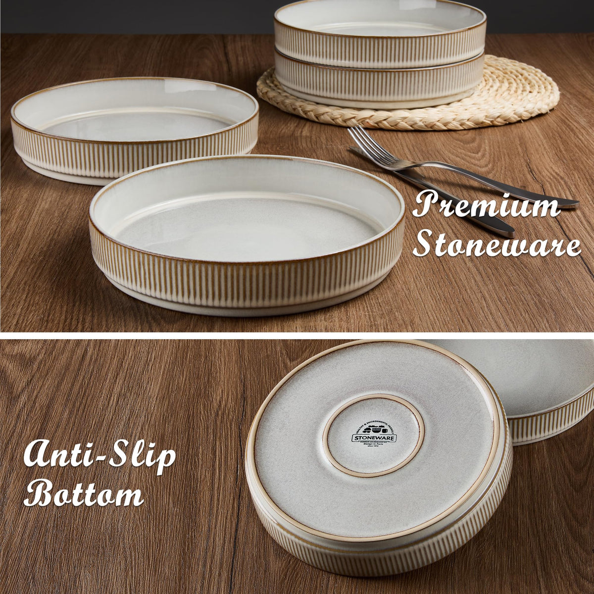 12-Piece Stoneware Plates and Bowls Set L391826