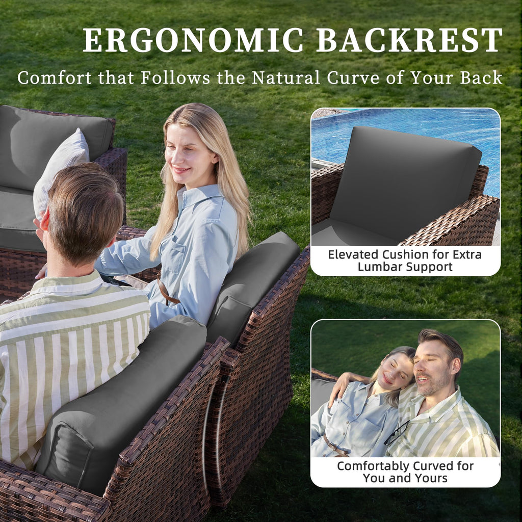 5 Pieces Wicker Rattan Patio Furniture Set with Storage Table M908808