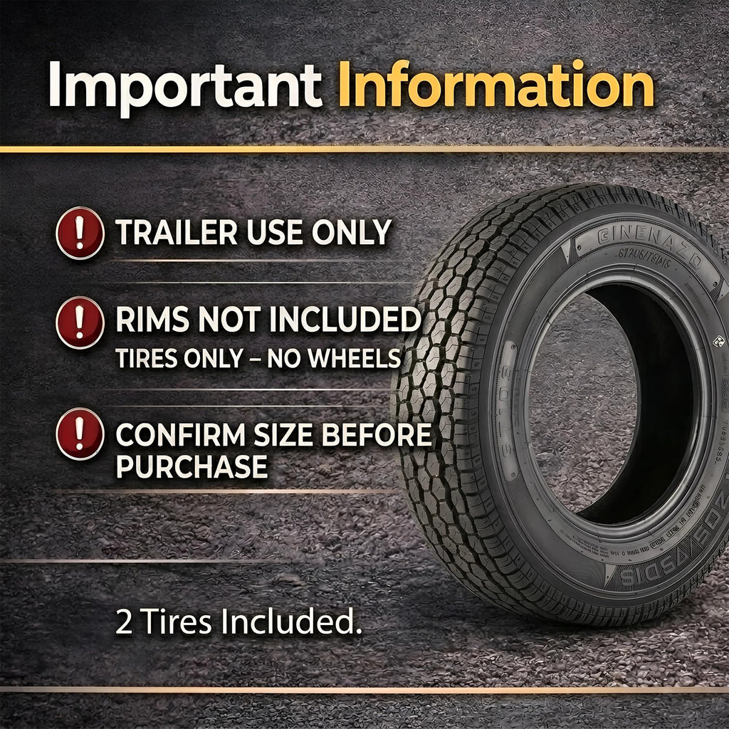 Set of 2 ST205/75D15 Trailer Tires Y4173