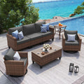 5 Pieces Wicker Rattan Patio Furniture Set with Storage Table M908808