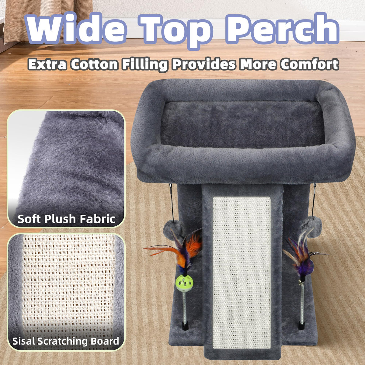 Grey Cat Tree Tower with Scratching Post S99236