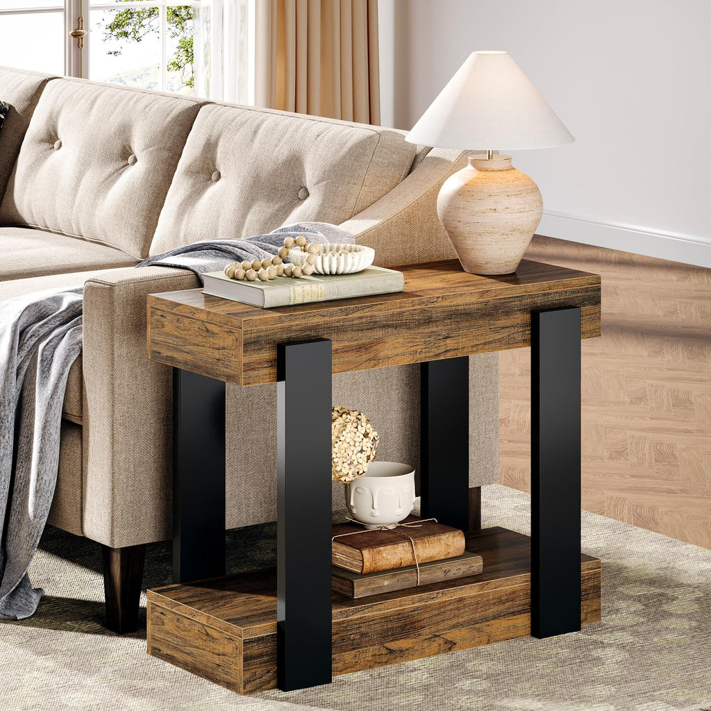 2-Tier Narrow End Table with Storage Shelf H5153