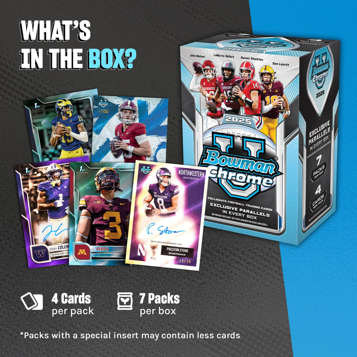 2025 Bowman University Chrome NCAA Football Value Box O929
