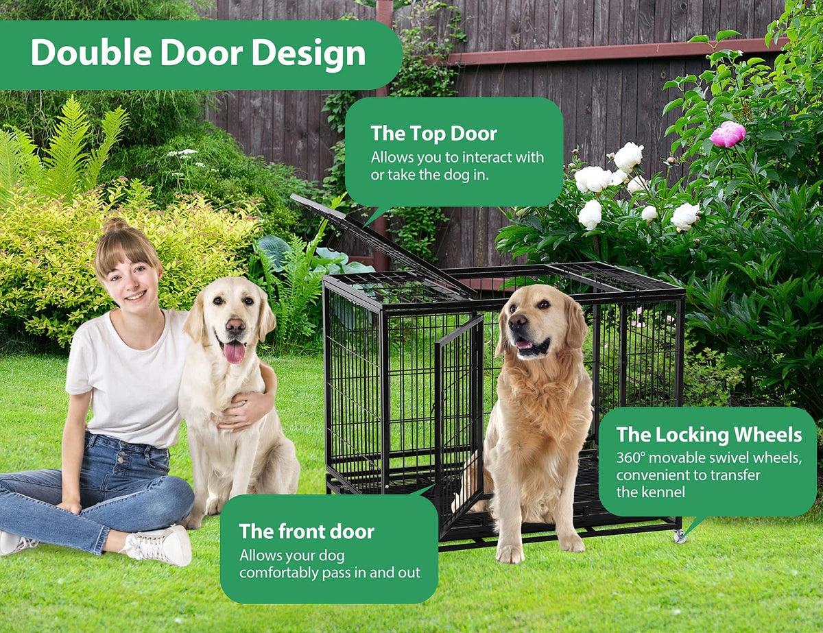 48'' Heavy Duty Metal Dog Crate with Wheels S60225