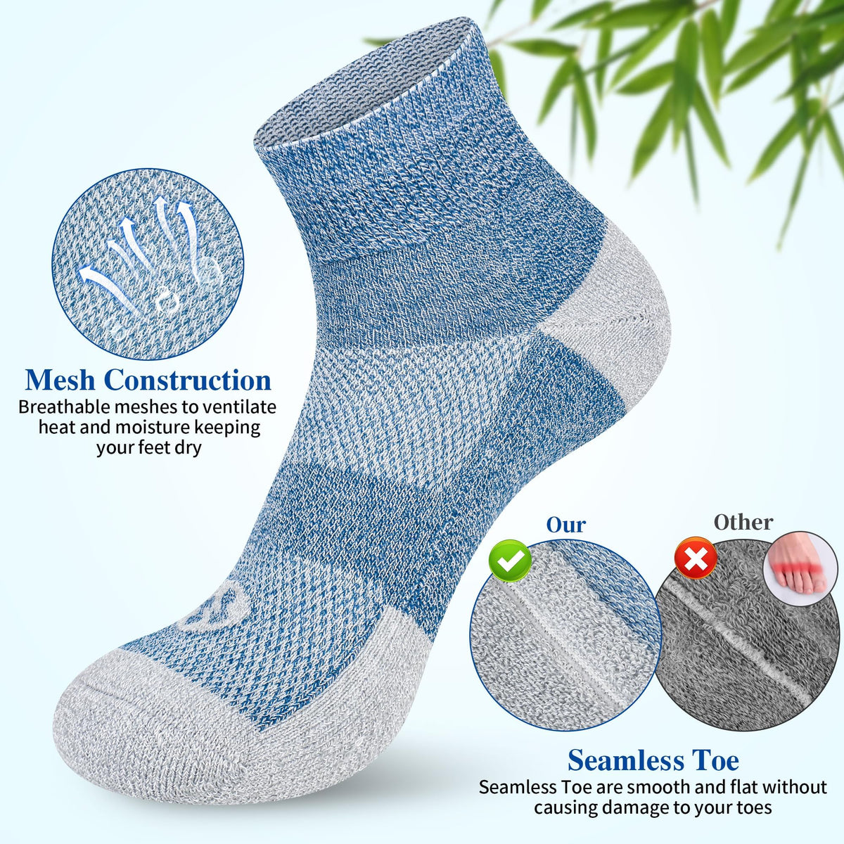 Diabetic Socks for Men, 10 Pairs Ankle & Low Cut Size 9-15 C8187