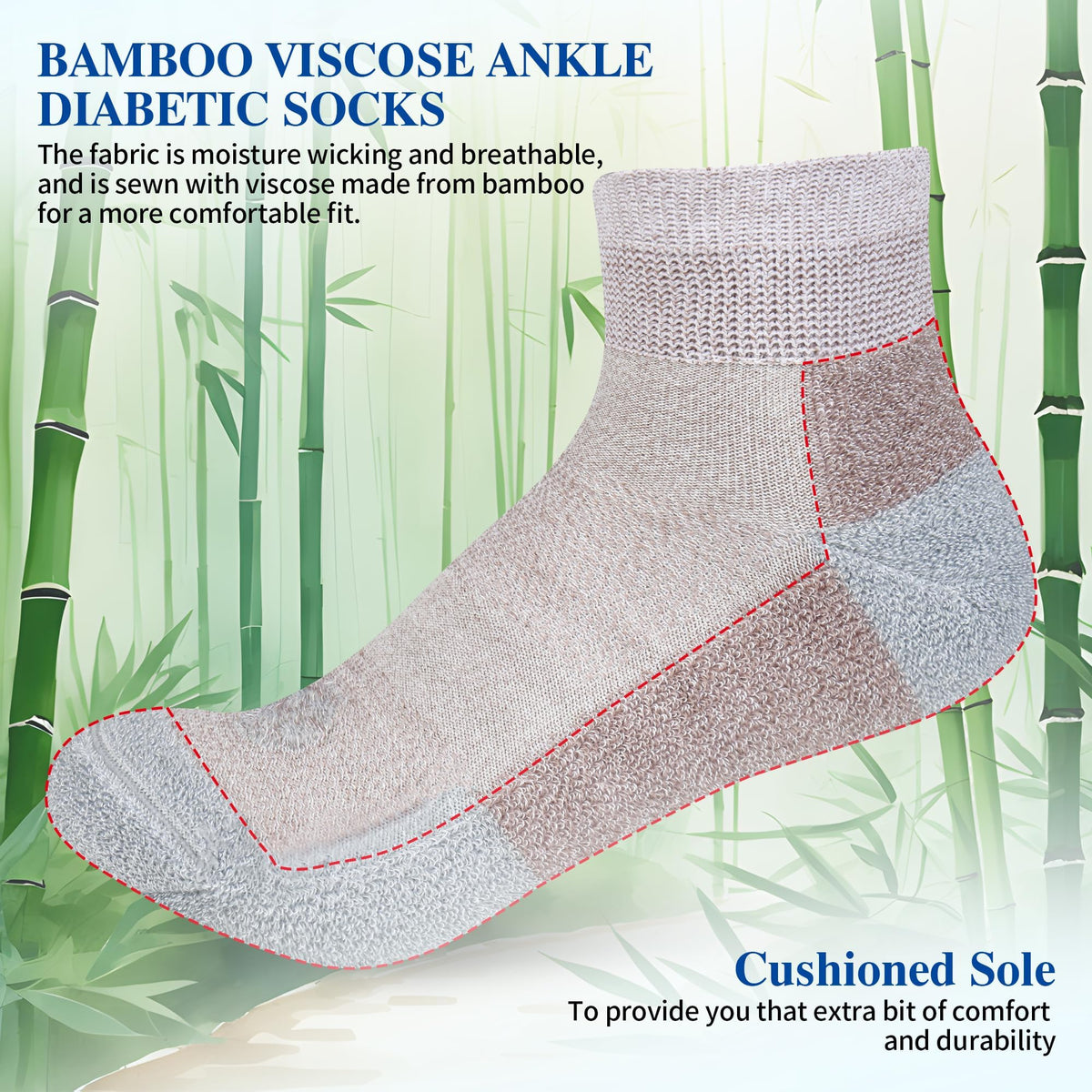 Diabetic Socks for Men, 10 Pairs Ankle & Low Cut Size 9-15 C8187