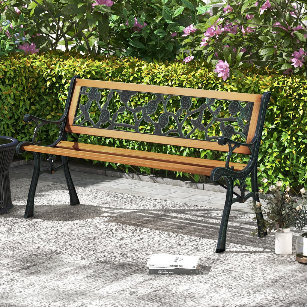 Iron Hardwood Garden Bench S696435