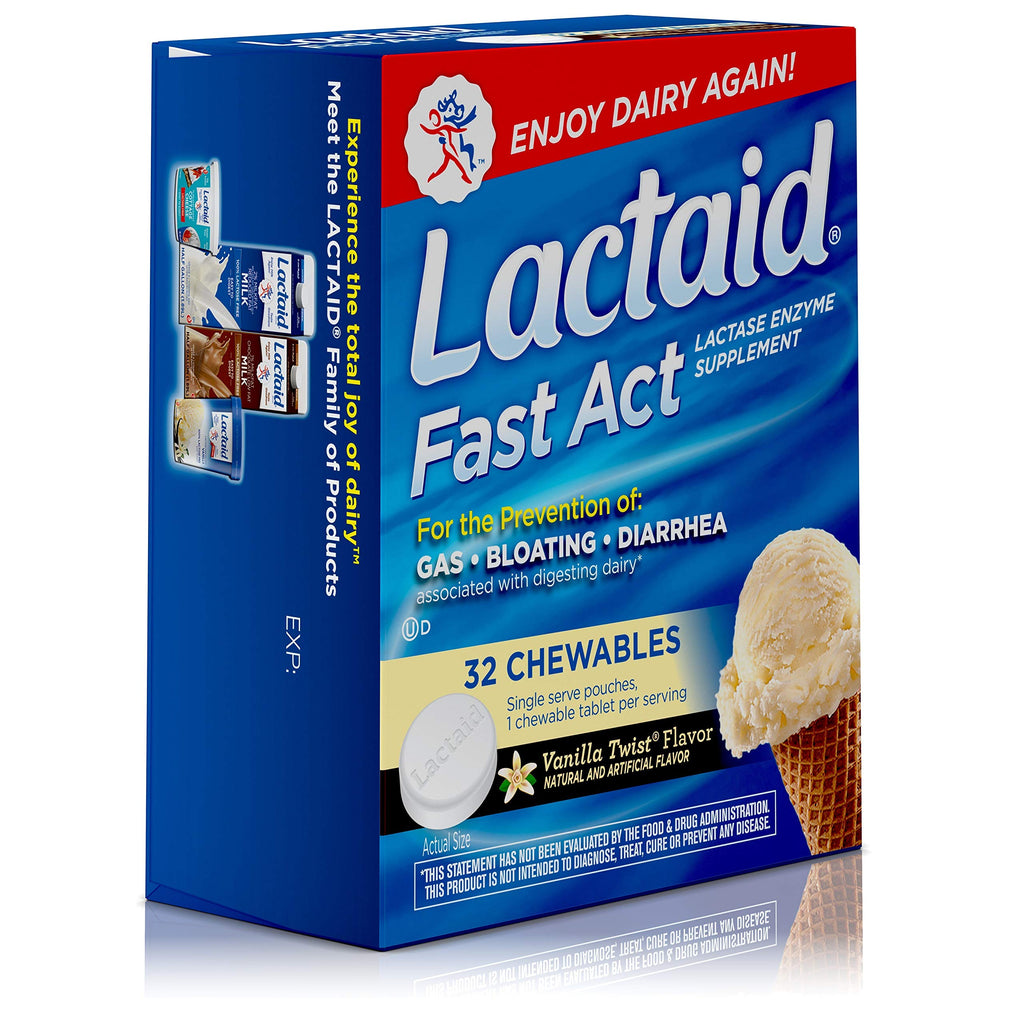 Lactose Intolerance Chewables with Lactase Enzymes, Vanilla Twist, 32 Pks of 1-ct Q844594