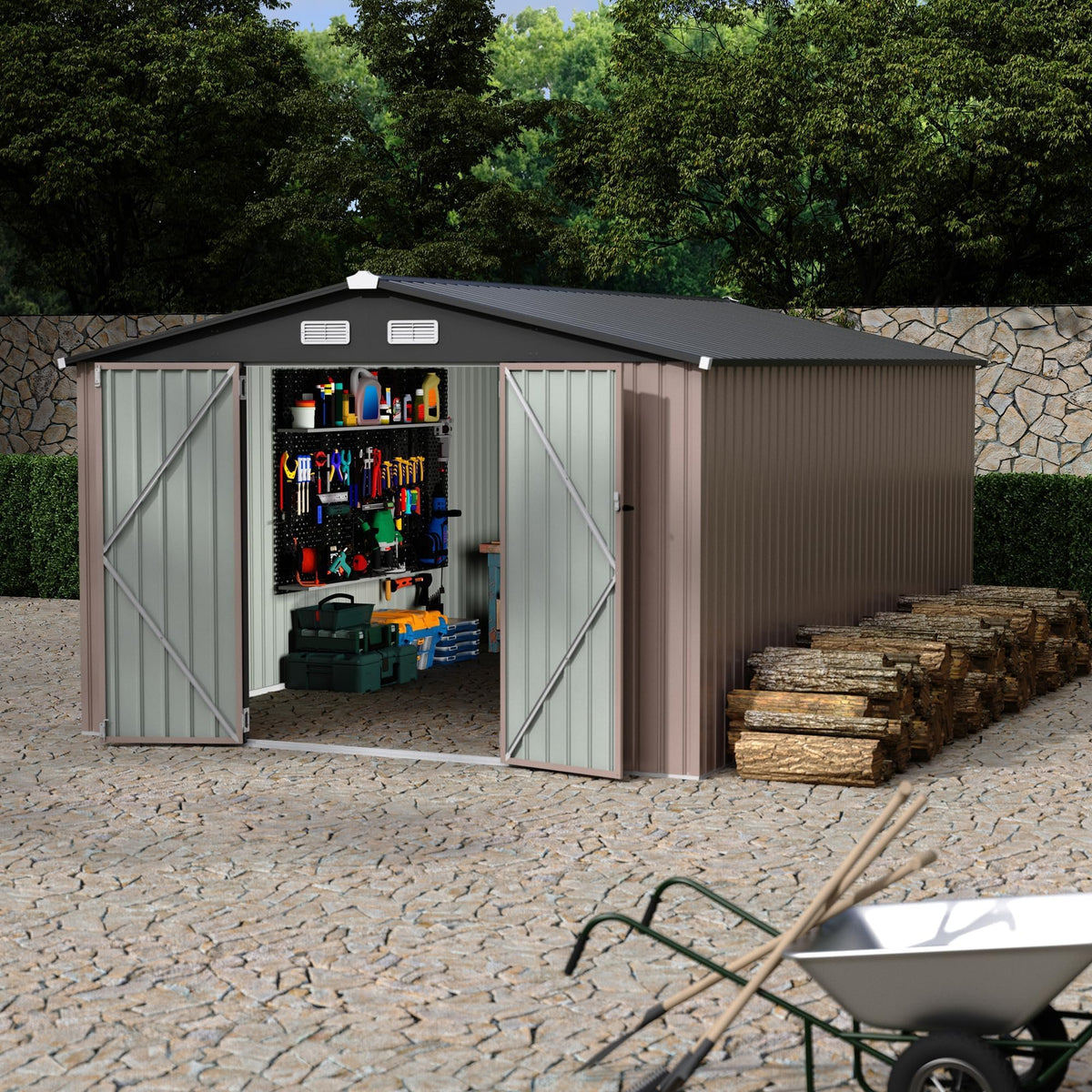 10X14 Ft Galvanized Steel Metal Storage Shed U704