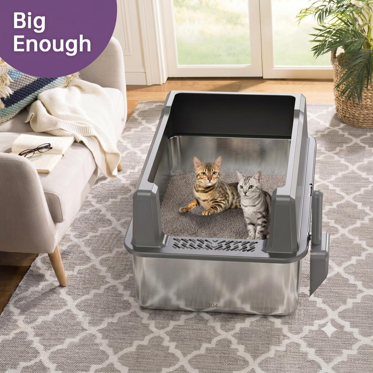Stainless Steel Litter Box with Lid W5221